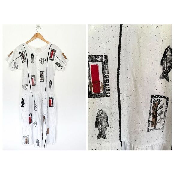 Play Alegre Art to Wear Vintage Hand Painted 1980s San Diego California Drop Wai - Picture 1 of 12